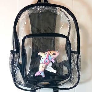 Clear backpack NWOT fair festival concert bonus dolphin nanco plush keychain